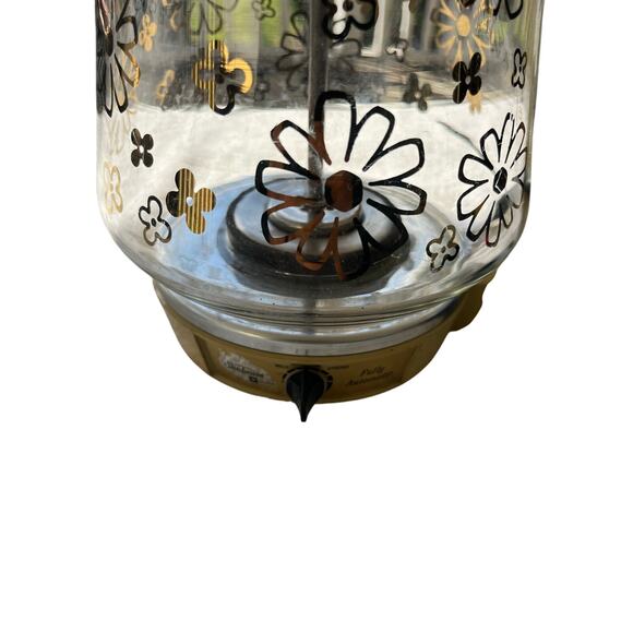 Vtg Sunbeam Vista MCM Glass Percolator 12 Cup Coffee Pot Gold Daisies - Picture 6 of 7